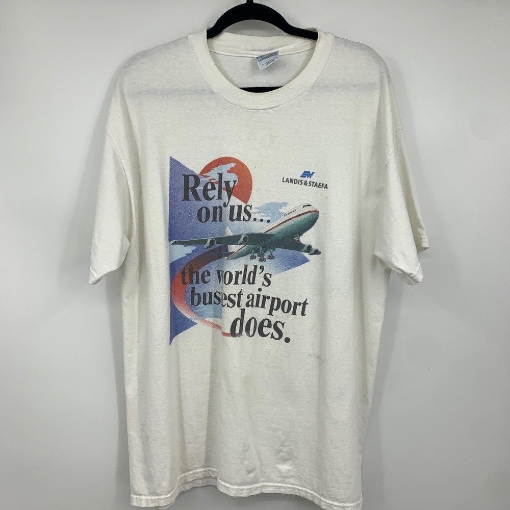 Hanes Beefy Tshirt Tee‎ mens XL Ohara Airport Vintage Landis & Staefa